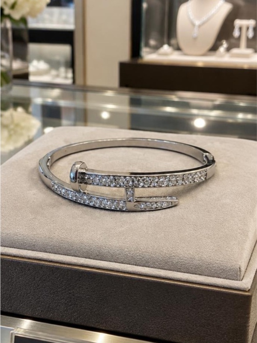 Silver Nail Design Bracelet